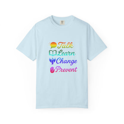 Inspirational Unisex T-Shirt - Talk Learn Change Prevent, Motivational Gift,