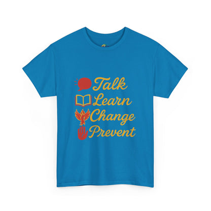 “Talk Learn Change Prevent T-Shirt | Gambling Addiction Recovery Tee | Phoenix Motivational Awareness Shirt by GambleFreeGear”