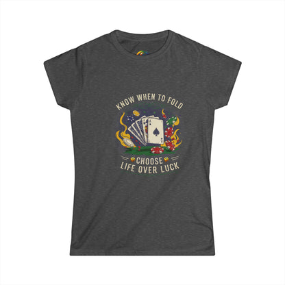 Game Night Inspired Women's Softstyle Tee, Lucky T-Shirt, Poker Shirt, Casual