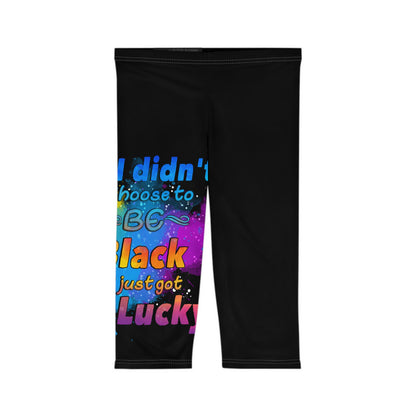 Bold Black Pride Capri Leggings, Colorful Fitness Pants, Yoga Wear, Black
