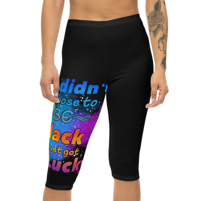 Bold Black Pride Capri Leggings, Colorful Fitness Pants, Yoga Wear, Black