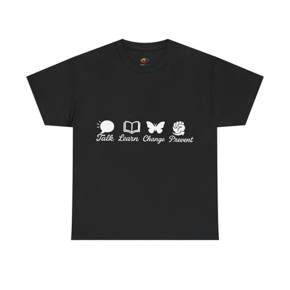 Talk. Learn. Change. Prevent. Inspirational Unisex Jersey Tee