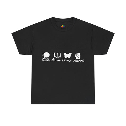 Talk. Learn. Change. Prevent. Inspirational Unisex Jersey Tee