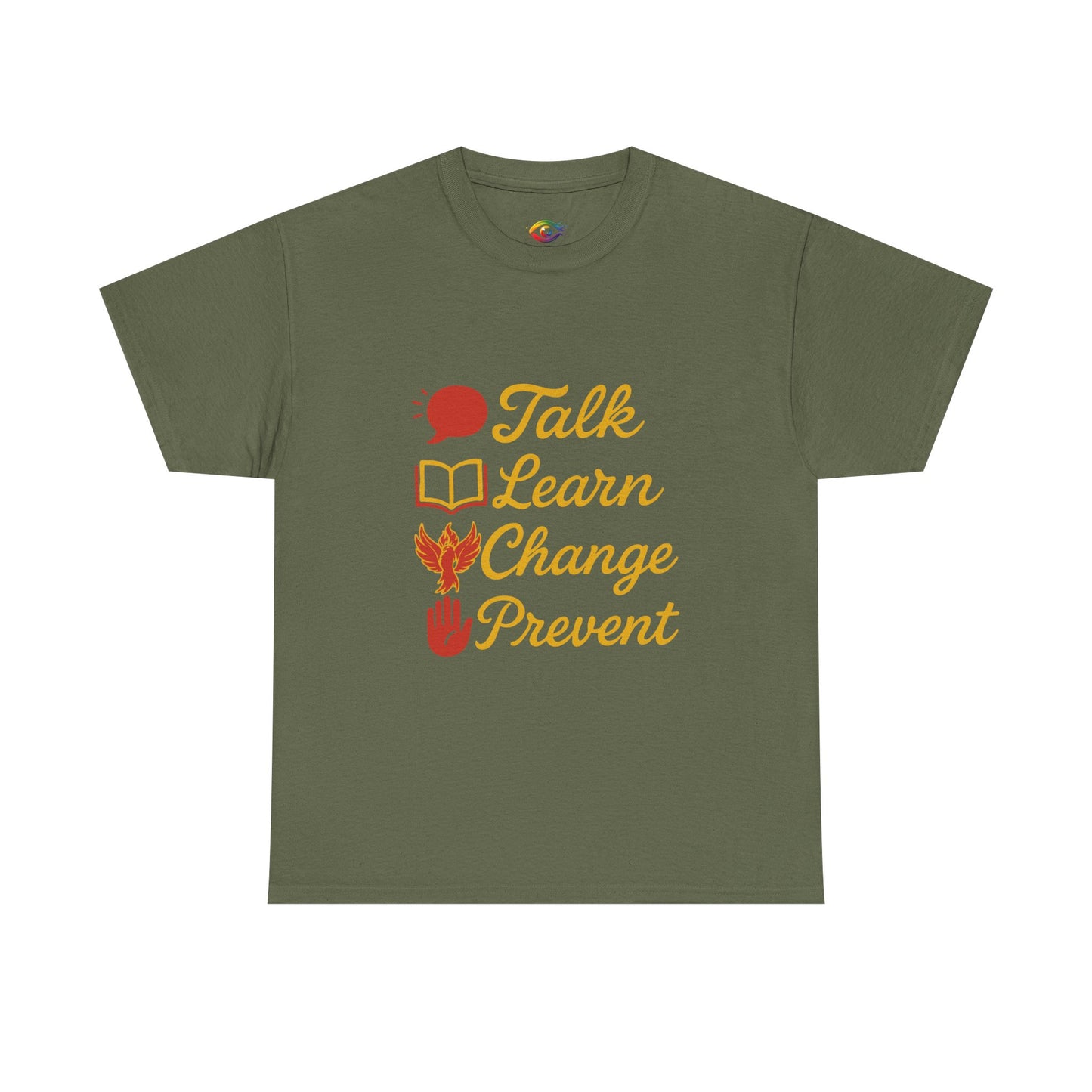 “Talk Learn Change Prevent T-Shirt | Gambling Addiction Recovery Tee | Phoenix Motivational Awareness Shirt by GambleFreeGear”