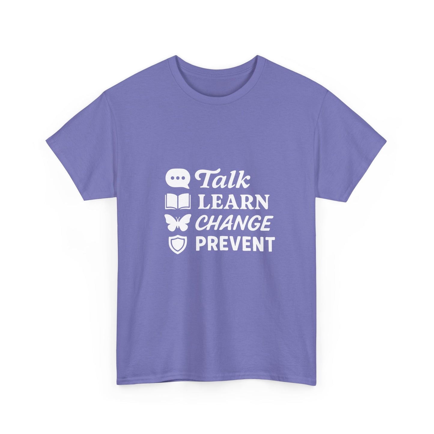Gambling Addiction Recovery Awareness T-Shirt – Talk Learn Change Prevent Tee – bold white