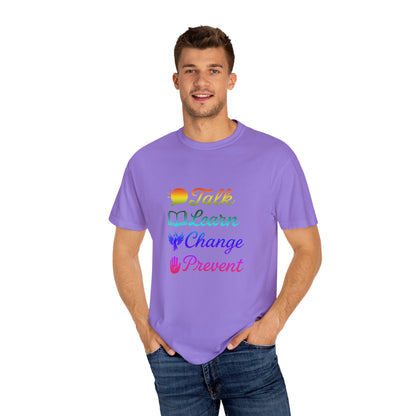 Inspirational Unisex T-Shirt - Talk Learn Change Prevent, Motivational Gift,