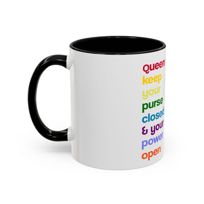Empowering Accent Coffee Mug - Keep Your Power Open, Inspirational Gift, Queen