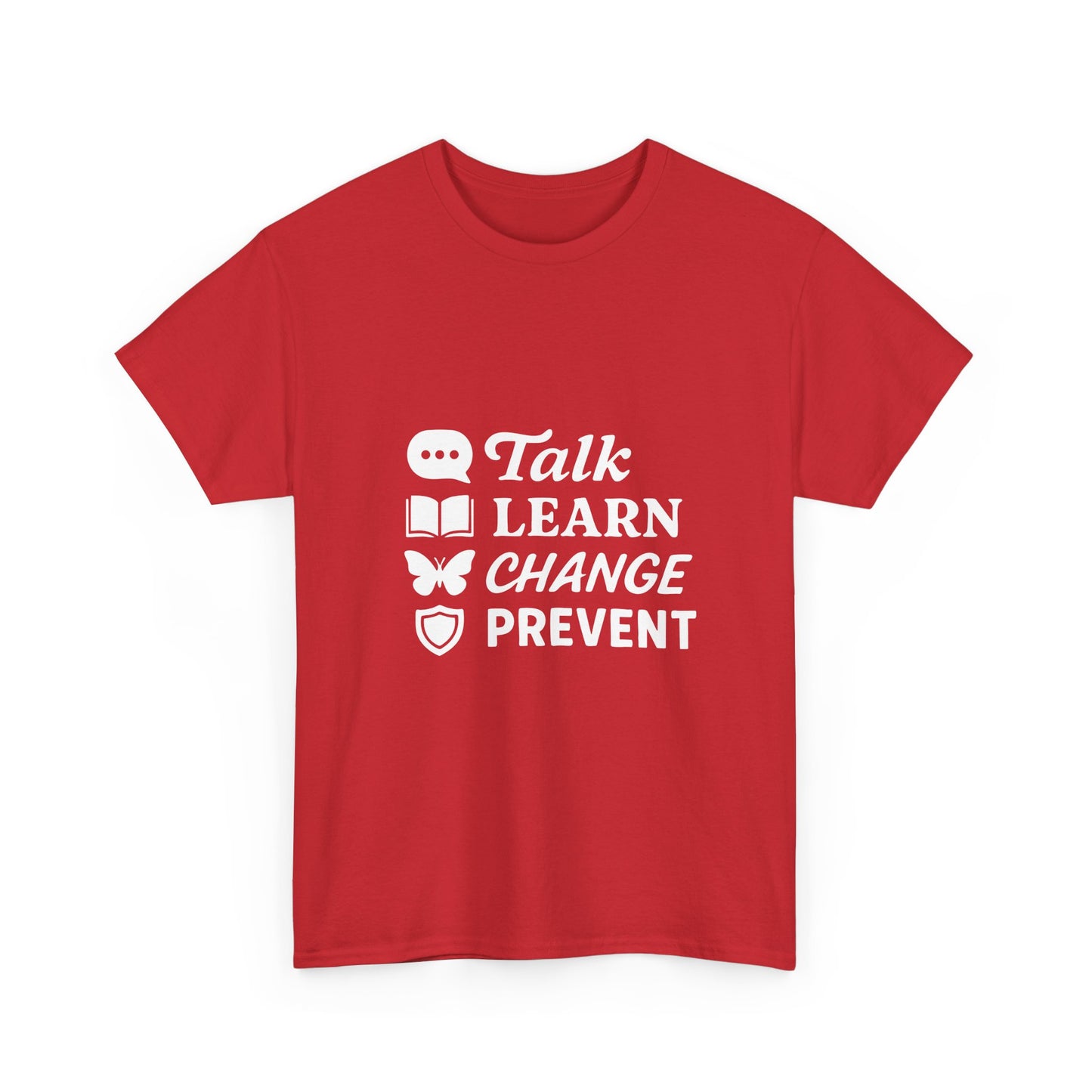 Empowering Message Tee - Talk, Learn, Change, Prevent, Unisex Fashion Top, [...]
