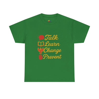 “Talk Learn Change Prevent T-Shirt | Gambling Addiction Recovery Tee | Phoenix Motivational Awareness Shirt by GambleFreeGear”