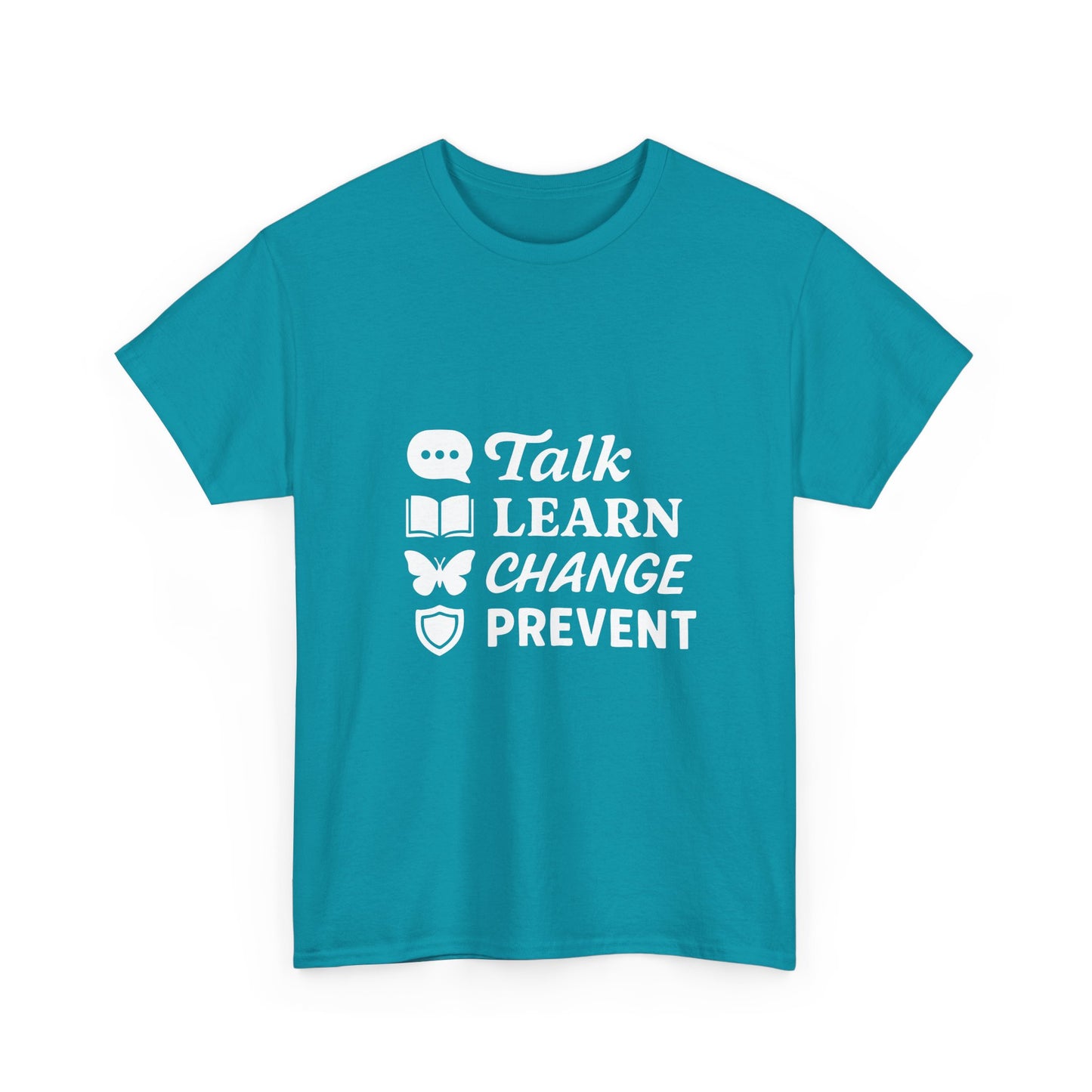 Empowering Message Tee - Talk, Learn, Change, Prevent, Unisex Fashion Top, [...]