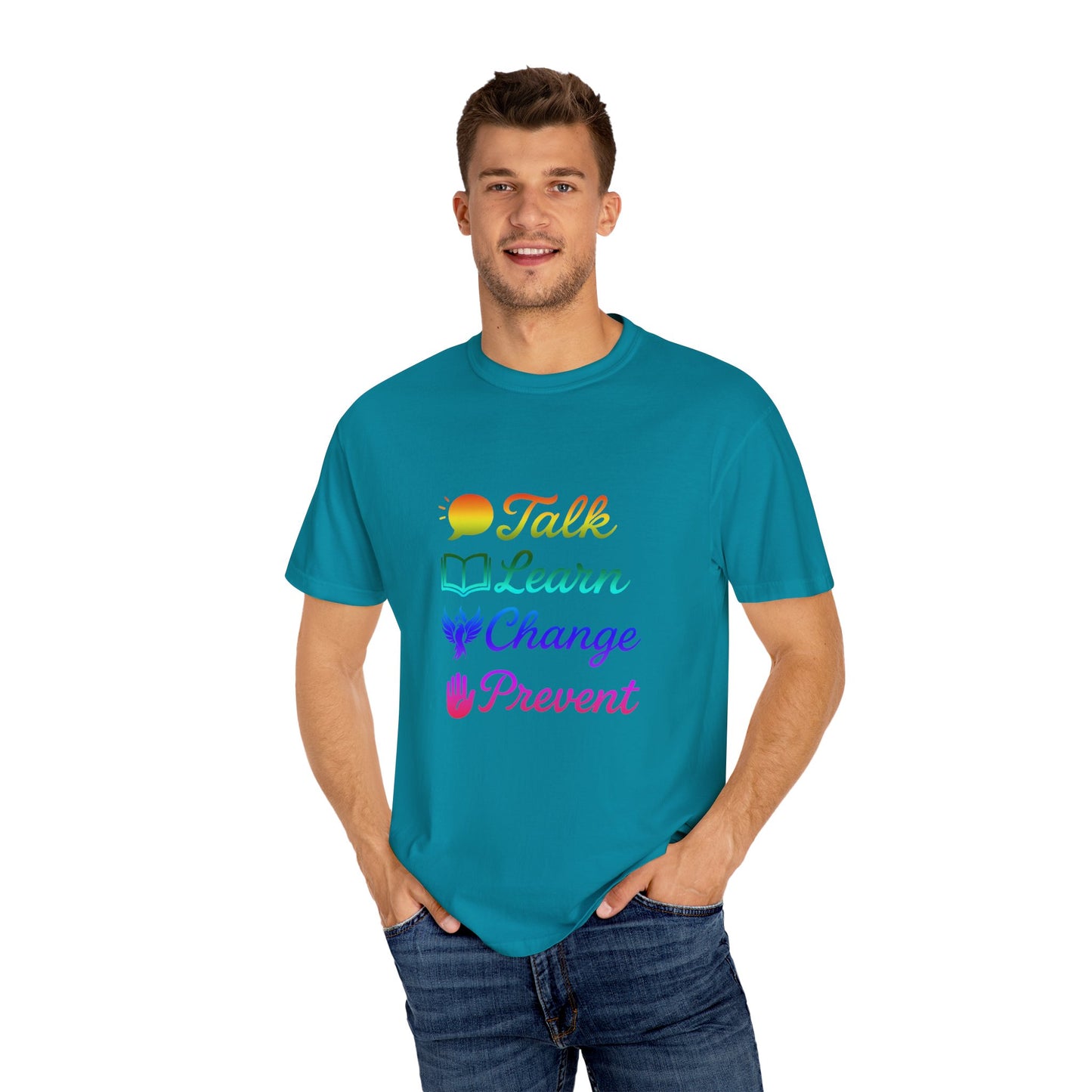 Inspirational Unisex T-Shirt - Talk Learn Change Prevent, Motivational Gift,