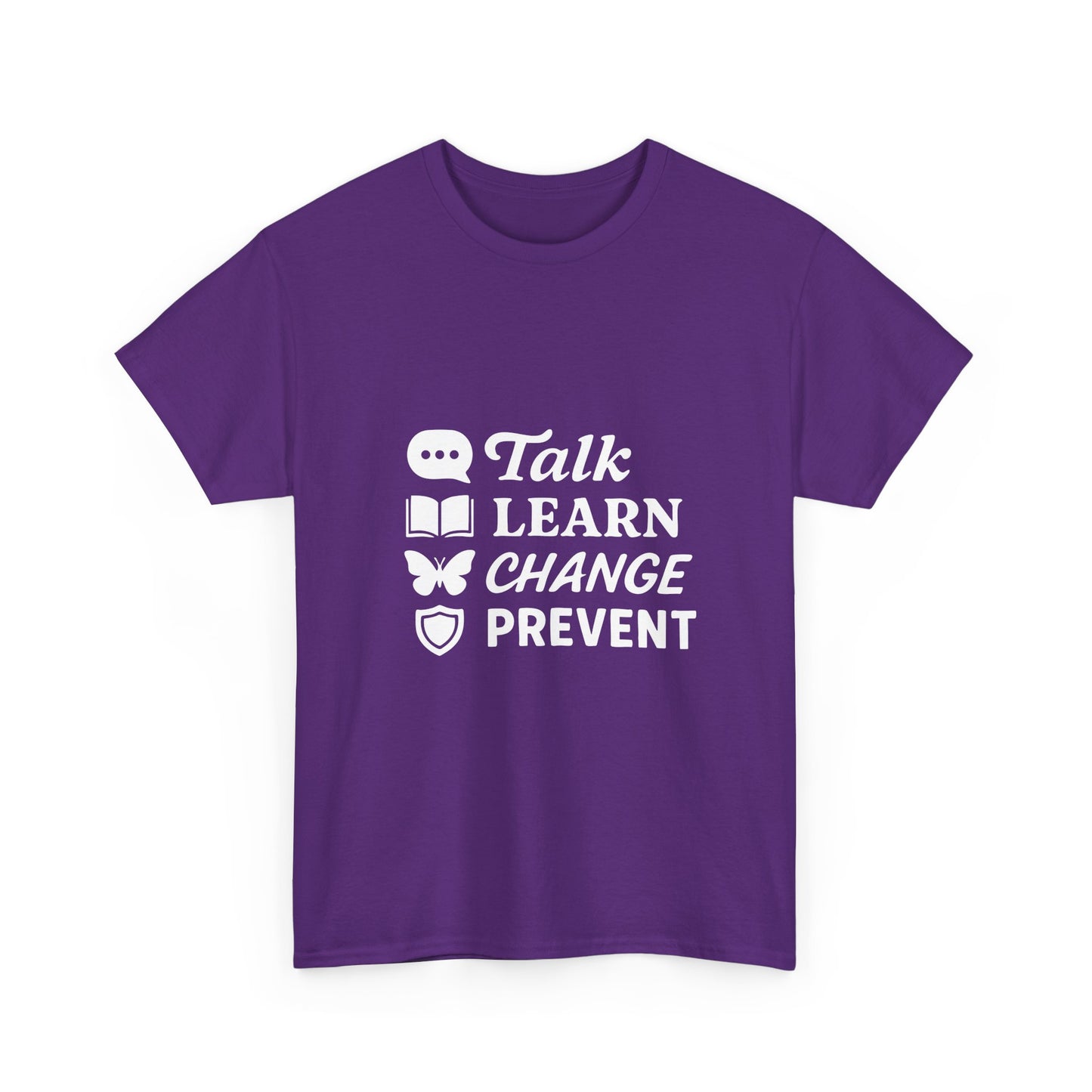 Empowering Message Tee - Talk, Learn, Change, Prevent, Unisex Fashion Top, [...]