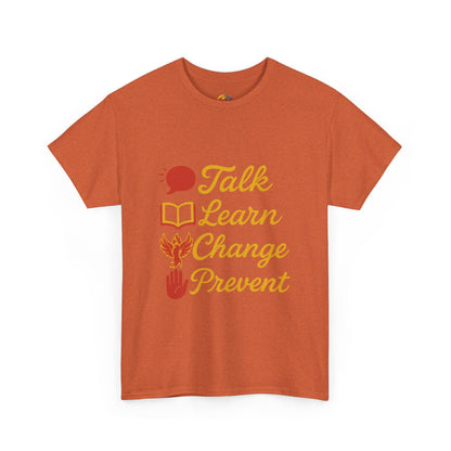 “Talk Learn Change Prevent T-Shirt | Gambling Addiction Recovery Tee | Phoenix Motivational Awareness Shirt by GambleFreeGear”