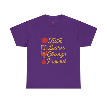 “Talk Learn Change Prevent T-Shirt | Gambling Addiction Recovery Tee | Phoenix Motivational Awareness Shirt by GambleFreeGear”