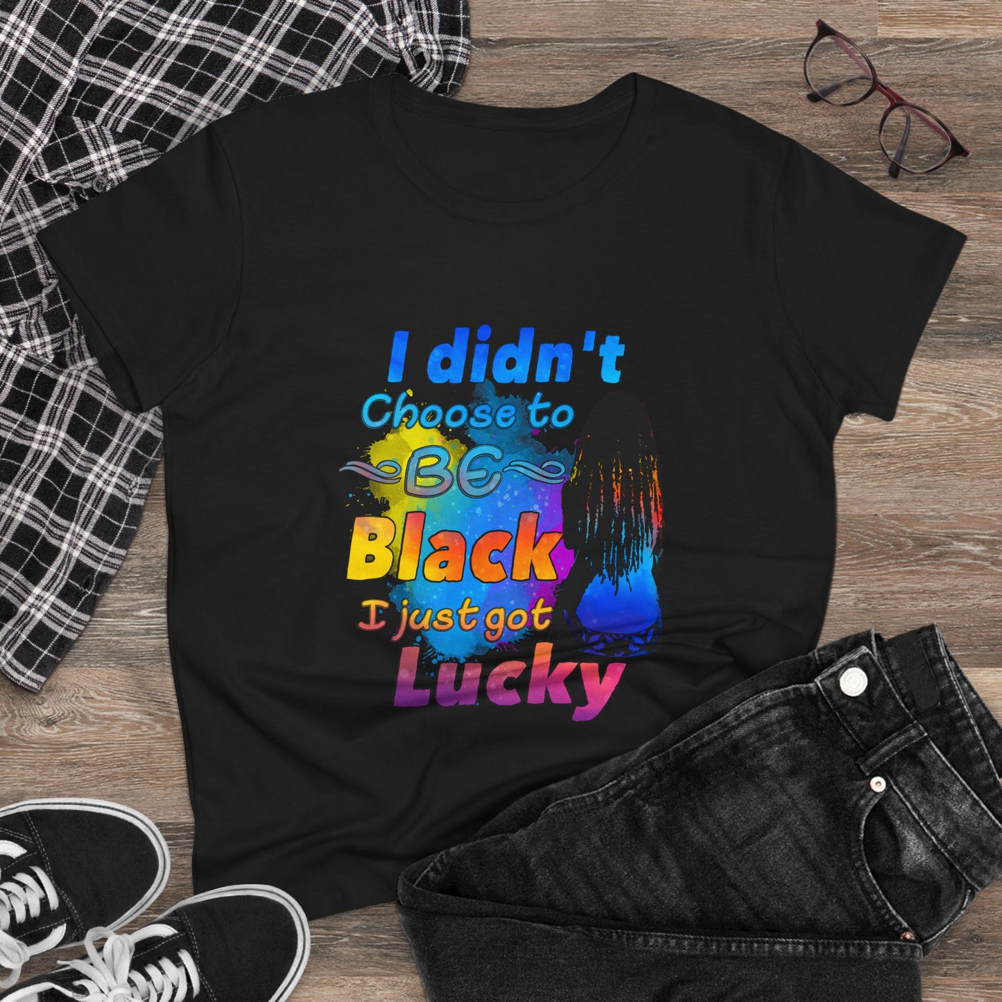 Melanin black pride - RASTA- Didn’t Choose To Be Black-Women's Heavy Cotton Tee