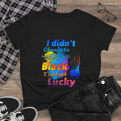 Melanin black pride - RASTA- Didn’t Choose To Be Black-Women's Heavy Cotton Tee