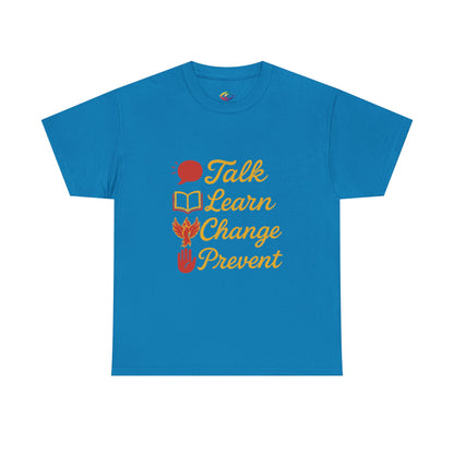 “Talk Learn Change Prevent T-Shirt | Gambling Addiction Recovery Tee | Phoenix Motivational Awareness Shirt by GambleFreeGear”