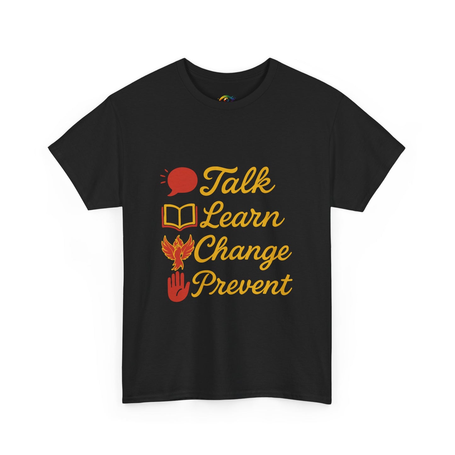 “Talk Learn Change Prevent T-Shirt | Gambling Addiction Recovery Tee | Phoenix Motivational Awareness Shirt by GambleFreeGear”