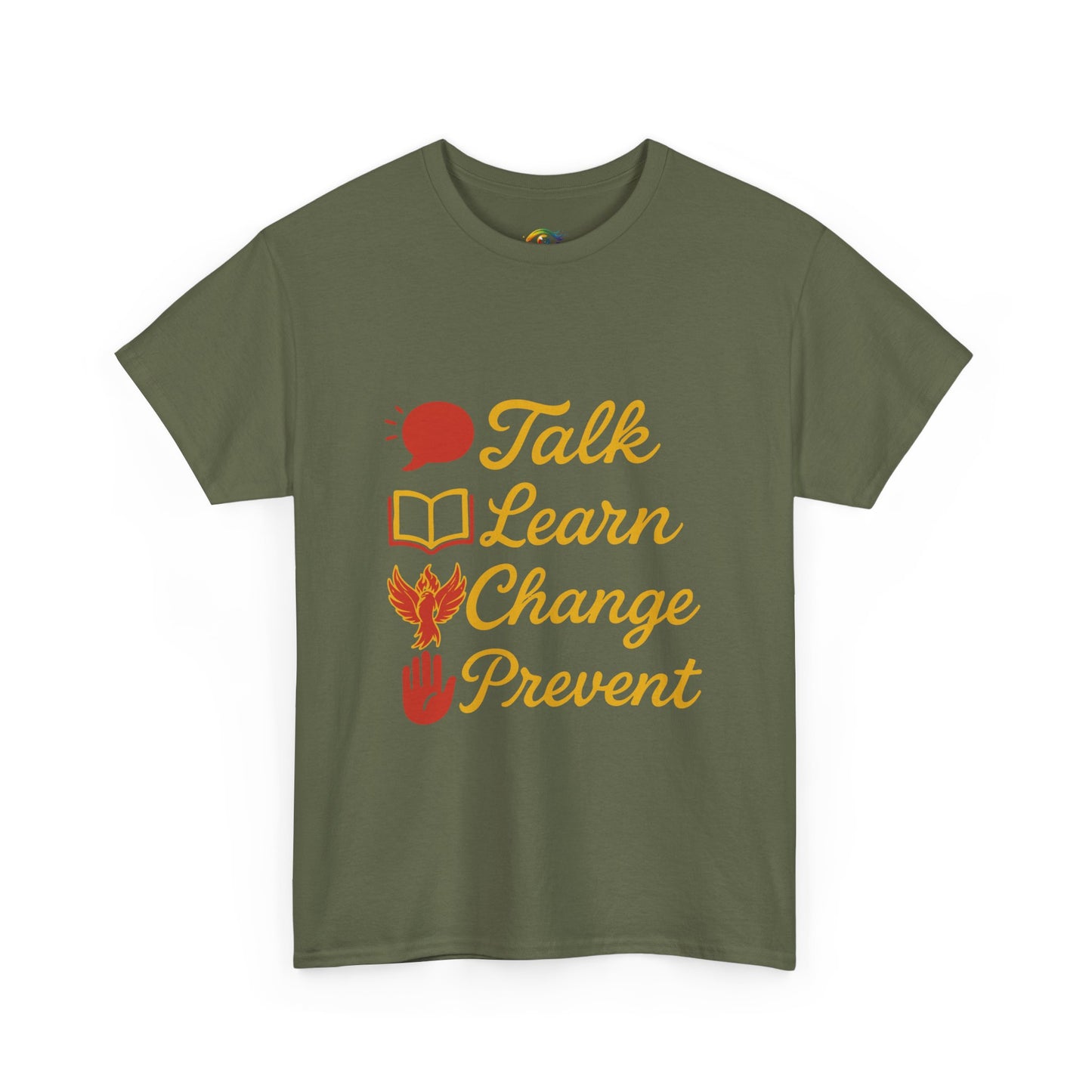 “Talk Learn Change Prevent T-Shirt | Gambling Addiction Recovery Tee | Phoenix Motivational Awareness Shirt by GambleFreeGear”