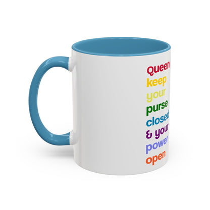 Empowering Accent Coffee Mug - Keep Your Power Open, Inspirational Gift, Queen