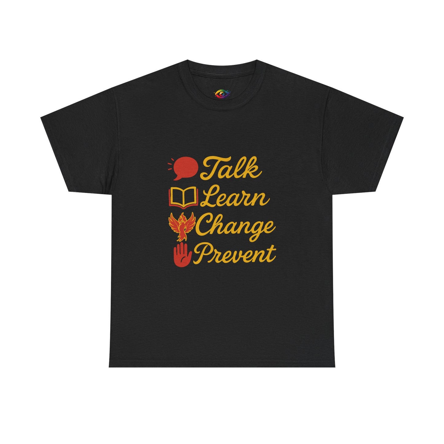 “Talk Learn Change Prevent T-Shirt | Gambling Addiction Recovery Tee | Phoenix Motivational Awareness Shirt by GambleFreeGear”