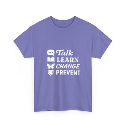 Empowering Message Tee - Talk, Learn, Change, Prevent, Unisex Fashion Top, [...]