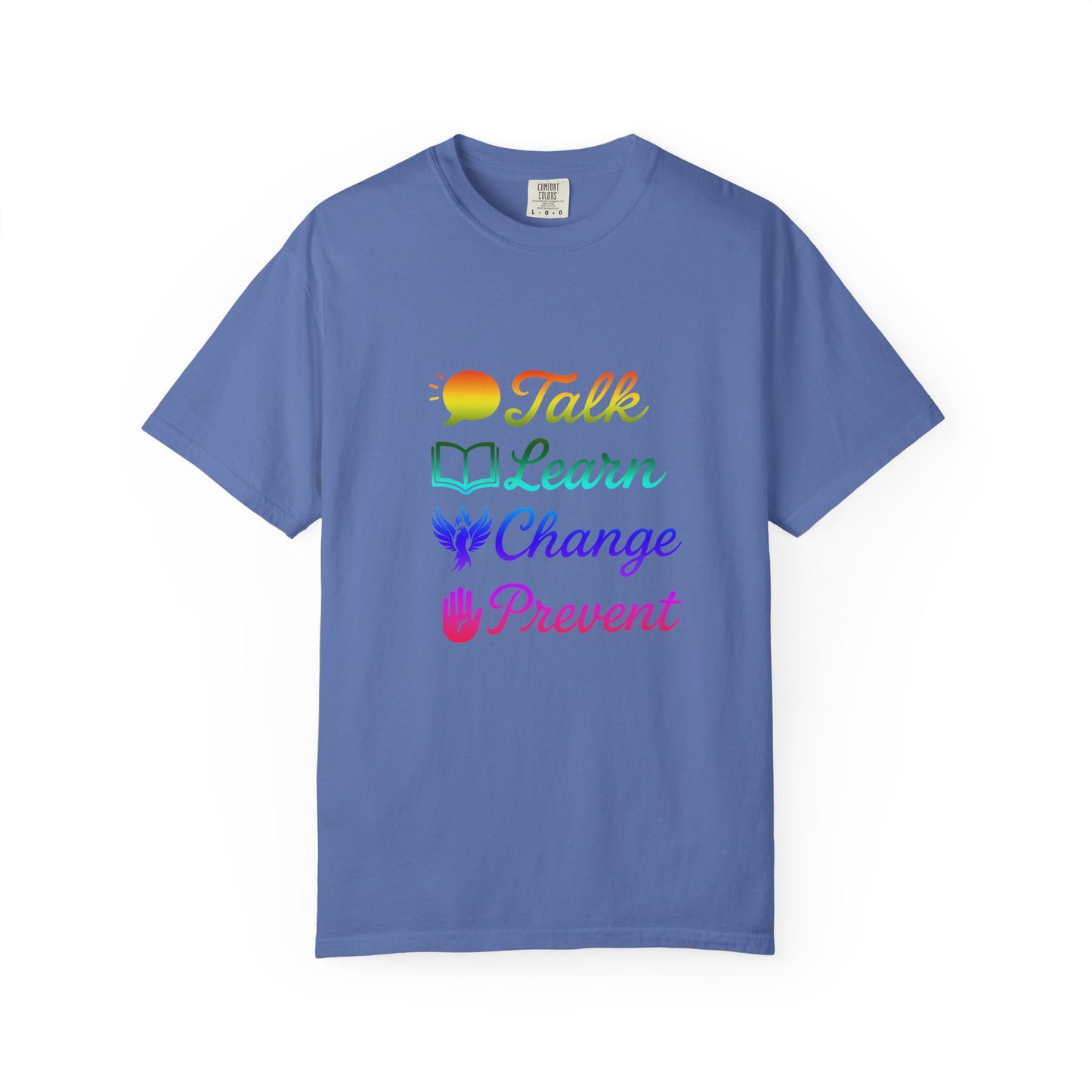 Inspirational Unisex T-Shirt - Talk Learn Change Prevent, Motivational Gift,