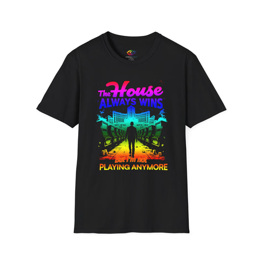 Gambling Addiction Recovery T-Shirt – The House Always Wins Unisex Awareness Shirt | Sober Living Apparel, Mental Health & Recovery Gif