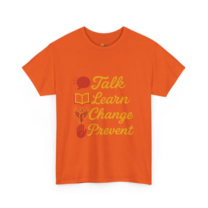 “Talk Learn Change Prevent T-Shirt | Gambling Addiction Recovery Tee | Phoenix Motivational Awareness Shirt by GambleFreeGear”