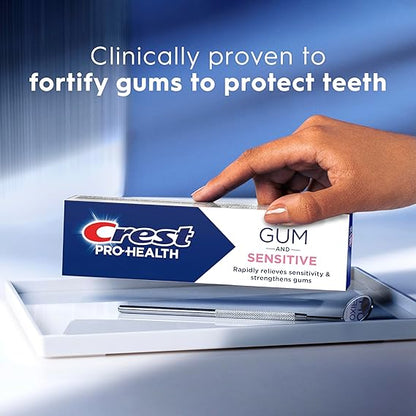 Crest Sensitive and Gum Toothpaste 4.8 oz (3 Pack), Relieves Sensitivity, Strengthens Gums, Anticavity, Clinically Proven, Antibacterial Toothpaste