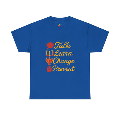 “Talk Learn Change Prevent T-Shirt | Gambling Addiction Recovery Tee | Phoenix Motivational Awareness Shirt by GambleFreeGear”