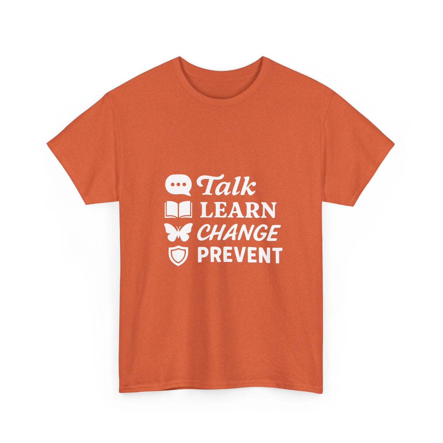 Empowering Message Tee - Talk, Learn, Change, Prevent, Unisex Fashion Top, [...]