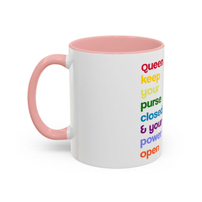 Empowering Accent Coffee Mug - Keep Your Power Open, Inspirational Gift, Queen
