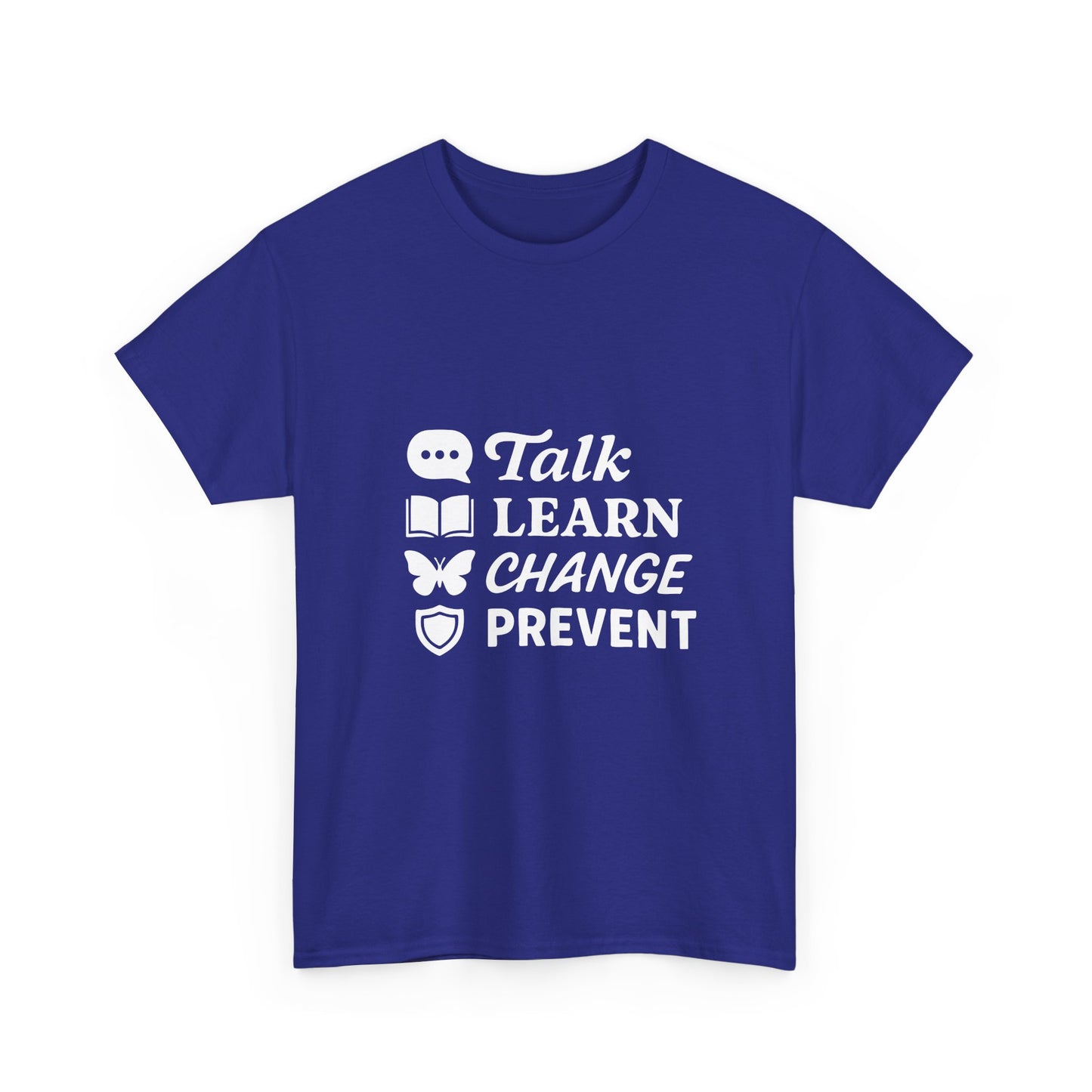 Empowering Message Tee - Talk, Learn, Change, Prevent, Unisex Fashion Top, [...]