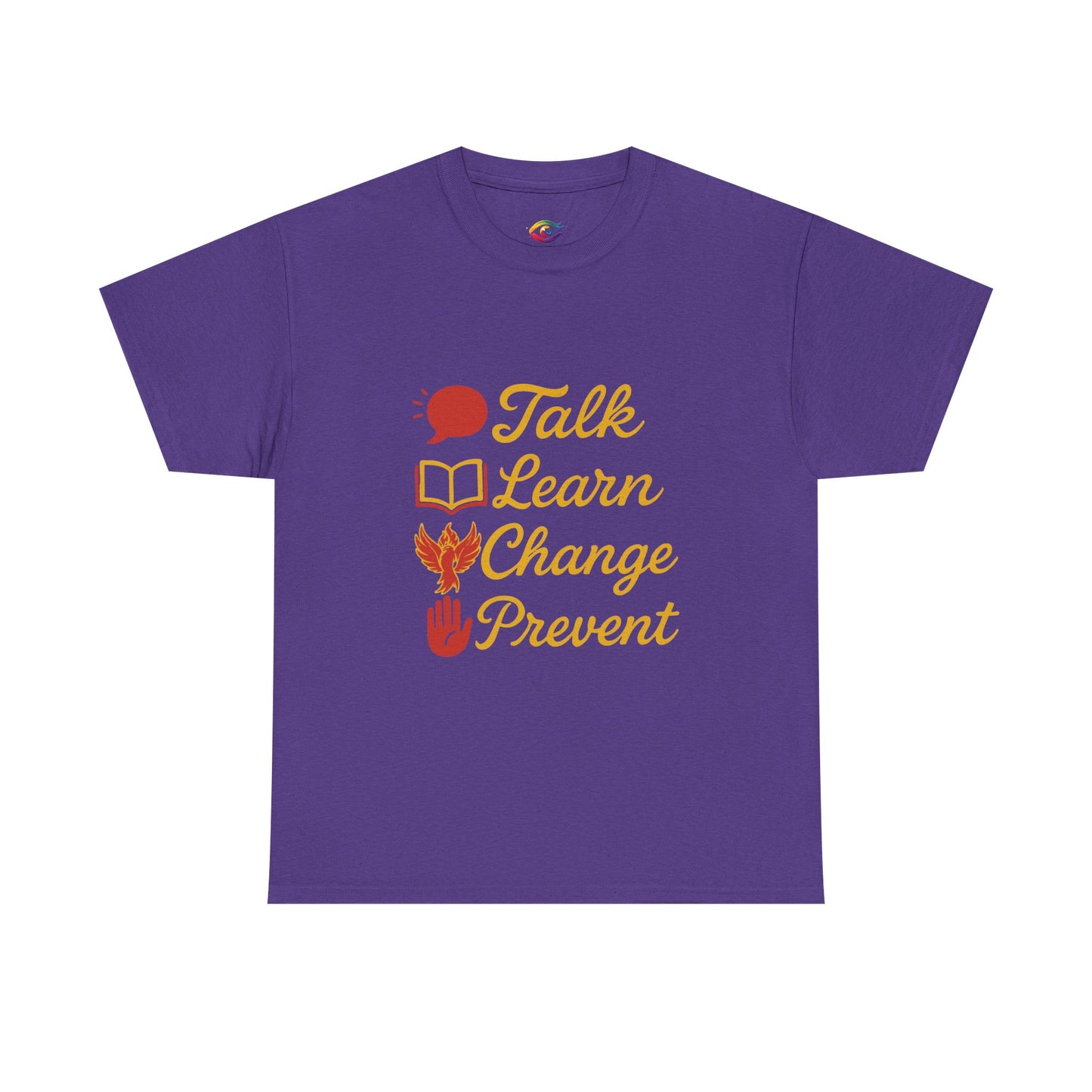 “Talk Learn Change Prevent T-Shirt | Gambling Addiction Recovery Tee | Phoenix Motivational Awareness Shirt by GambleFreeGear”