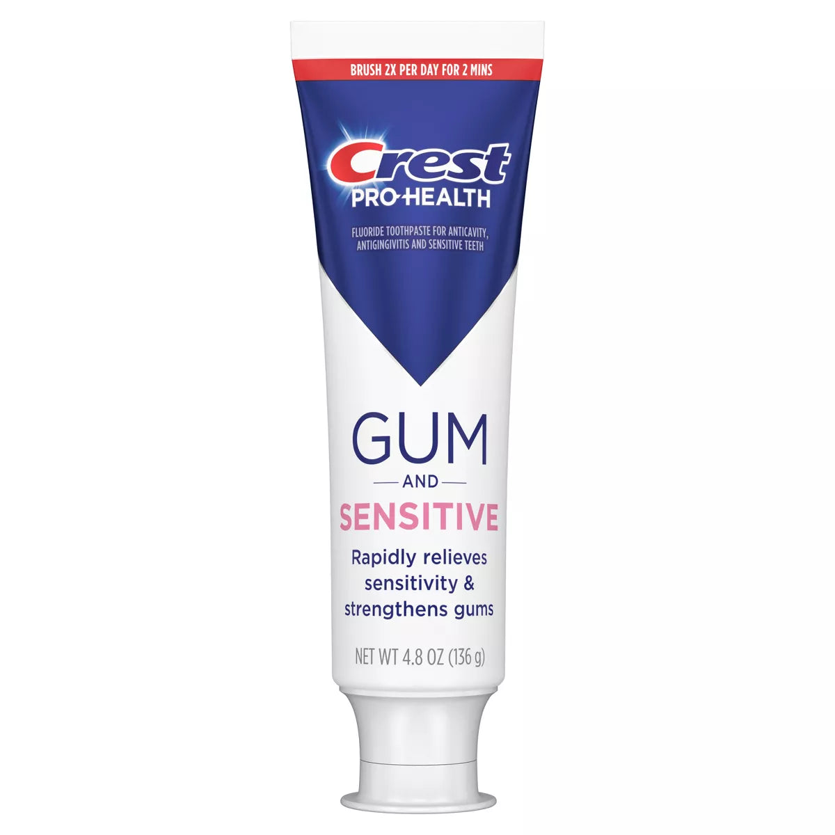Crest Sensitive and Gum Toothpaste 4.8 oz (3 Pack), Relieves Sensitivity, Strengthens Gums, Anticavity, Clinically Proven, Antibacterial Toothpaste